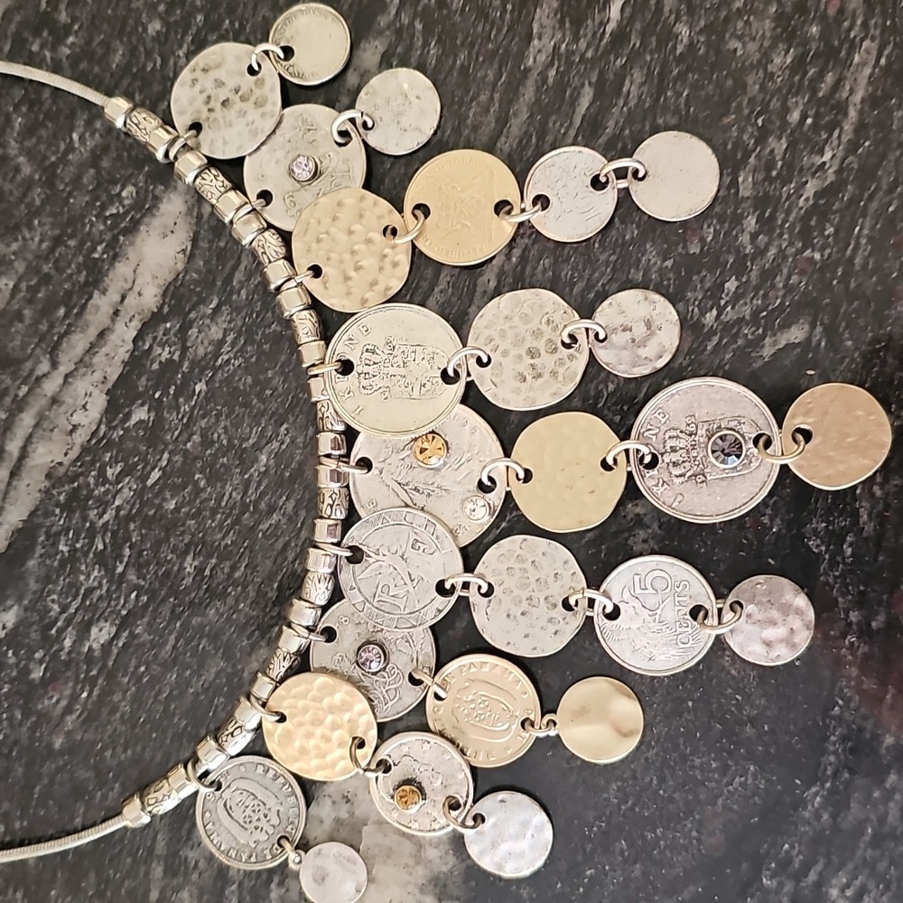 Chico's Mixed Coin Gold and Silver Boho Choker Necklace - Picture 6 of 6